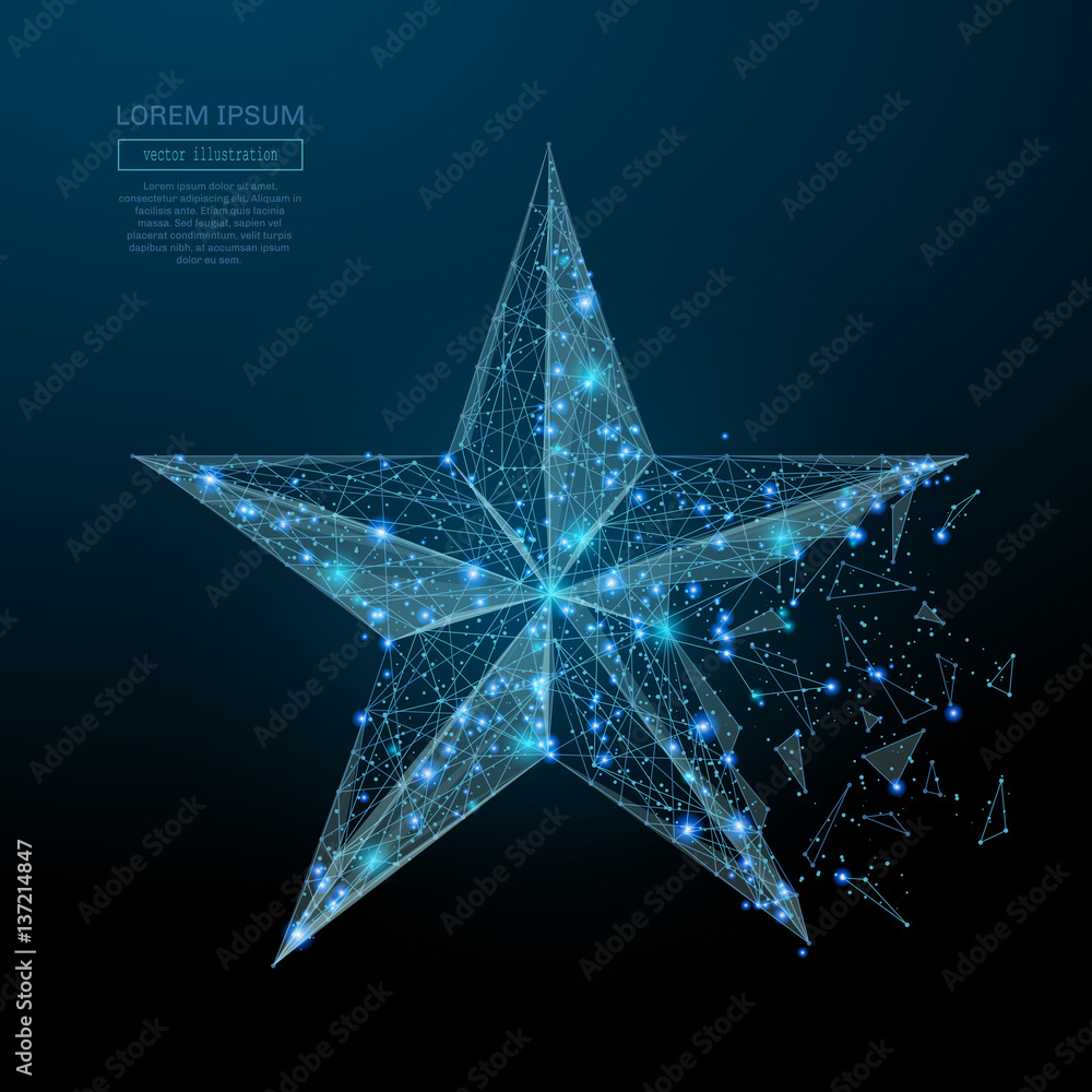 Wall mural Abstract image of a star in the form of a starry sky or space, consisting of points, lines, and shapes in the form of planets, stars and the universe. Vector business