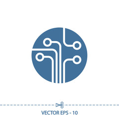 Circuit board, technology icon, vector illustration. Flat design style