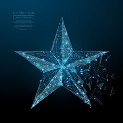 Abstract image of a star in the form of a starry sky or space, consisting of points, lines, and shapes in the form of planets, stars and the universe. Vector business