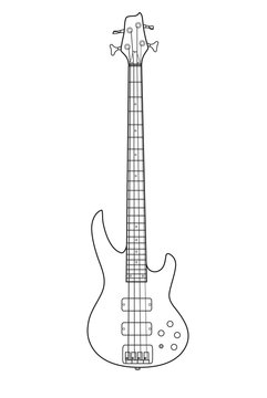 Beautiful rock electric guitar in a loop on a white background