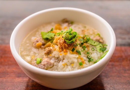 rice congee mixed with pork