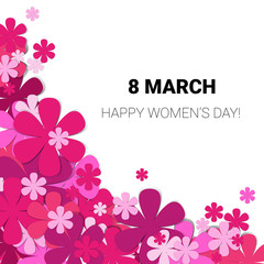 Fototapeta na wymiar 8 March International Women Day Greeting Card Flat Vector Illustration