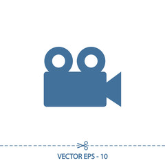 Video camera icon, vector illustration. Flat design style 