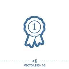 badge with ribbons icon, vector illustration. Flat design style