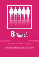 8 March International Women Day Greeting Card Flat Vector Illustration