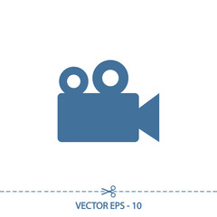 Video camera icon, vector illustration. Flat design style 