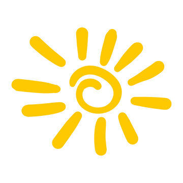 Hand drawn sun icon. Vector illustration isolated on white background.