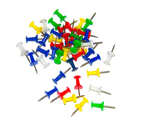 Office colored pins isolated on a white background
