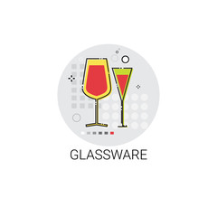 Glassware Cooking Glass Dishes Utensils Icon Vector