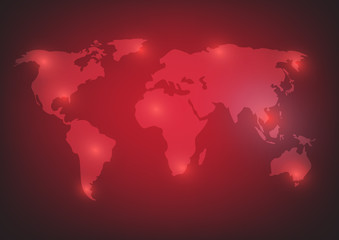 World map background illustration on red