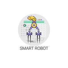 Smart Robot Machinery Industrial Automation Industry Production Icon Vector Illustration