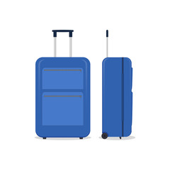 Vector blue travel bags or suitcases. Isolated on white.