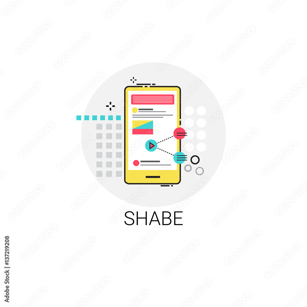 Aufkleber share app data storage cell smart phone icon vector illustration