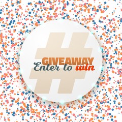 Illustration of Vector Button Giveaway Social Media Promotion Template. Realistic Button with Confetti. Enter to Win Prize Concept