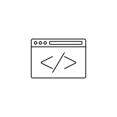 Custom coding icon, programming symbol, vector graphics, a linear pattern on a white background, eps 10.