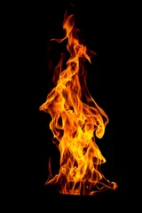 Foto auf Acrylglas Flamme Feuerflamme isoliert auf schwarzem, isoliertem Hintergrund - Schöne gelbe, orange und rote und rote Flamme Feuerflamme Textur-Stil.