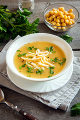 Chickpea Soup with Cheese and Parsley