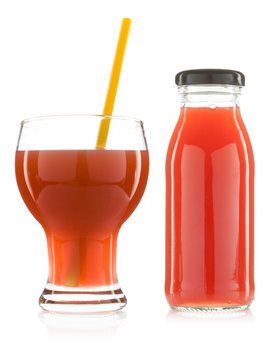pomegranate juice in a glass isolated