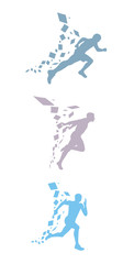 silhouette of a man running on a white background