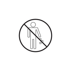 no littering line icon, no trash prohibited sign, vector graphics, a linear pattern on a white background, eps 10.