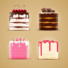 Four delicious different cakes