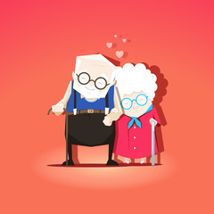 Grandparents are together forever in love. Stock vector Valentine's Day concept illustration