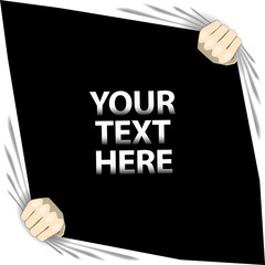 Hands torn white background. Vector stock background