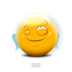 Emoticon is innocent like an angel - vector illustration