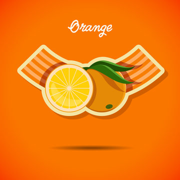 Emblem design with orange - stock vector illustration