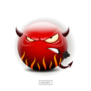 Emoticon angry like a devil - vector illustration
