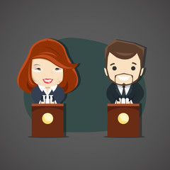 Vector illustration of political debates of two candidates