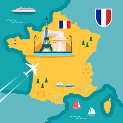 Vector map of France in flat style