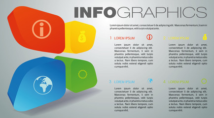 Modern colorful infographics options template vector with grey background. Can be used for web design, brochure, presentations and workflow layout.