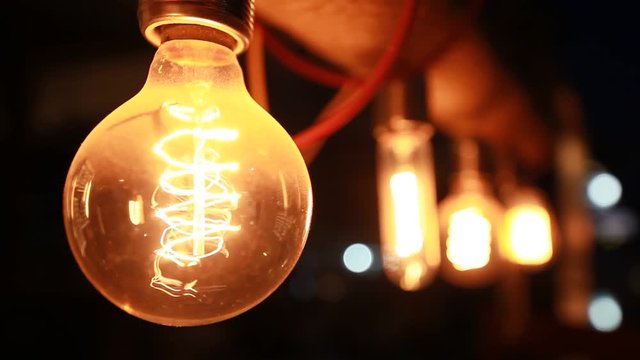 hanging interesting coil light bulbs