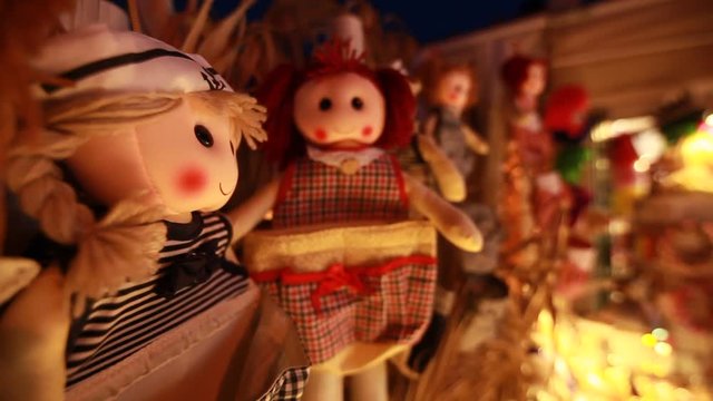 handmade dolls by a toy shop