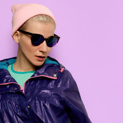 Hipster fashion model Minimal Outfit Fashion Sunglasses Beanie Cap