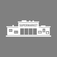 White supermarket vector icon on grey background