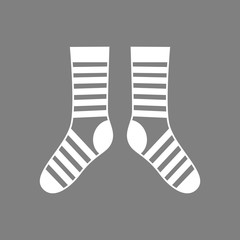 White socks vector icon on grey background