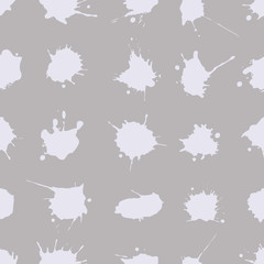 Vector seamless pattern with inc splash, blots, smudge and brush strokes. Grunge template for web background, prints, wallpaper, surface, wrapping, elements for design.