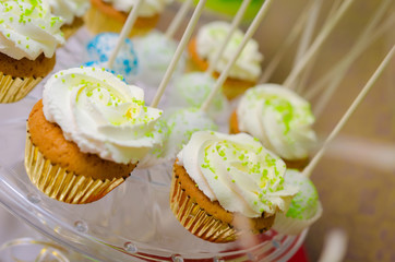 Vanilla white cupcakes on the birthday party