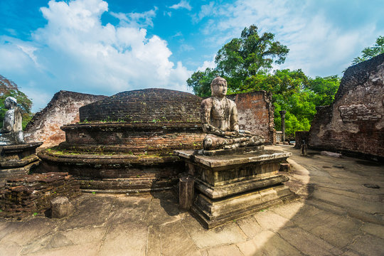 The polonnaruwa watadagaya ancient ruins in Sri Lanka