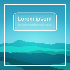 Summer Landscape Mountain Forest Sky Woods Flat Vector Illustration