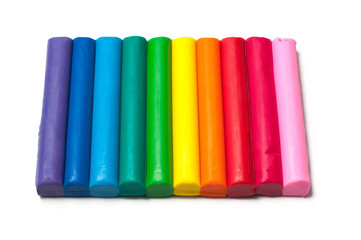 Plasticine on a white background, rainbow