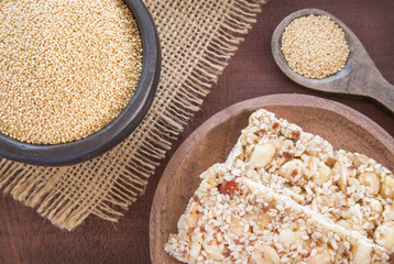 Grains and amaranth bar (Amaranthus)