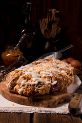 braided yeast bun with jam