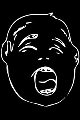 vector sketch of the face of the child who cries .