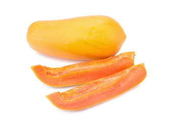Fototapeta na wymiar slices of sweet papaya on white background.