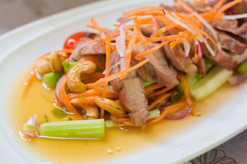 Celery salad with grilled pork.