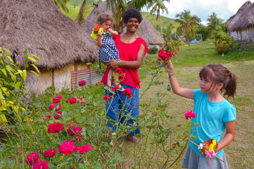 People visit in Navala village in Viti leavu island Fiji