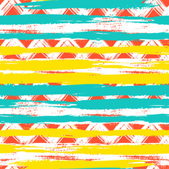 seamless ethnic zigzag pattern with brushstrokes